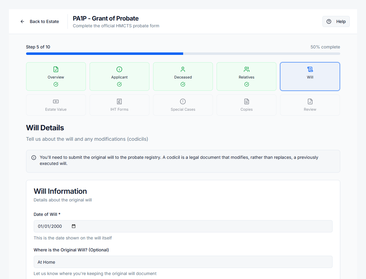 Screenshot: Form Builder in EstateCopilot
